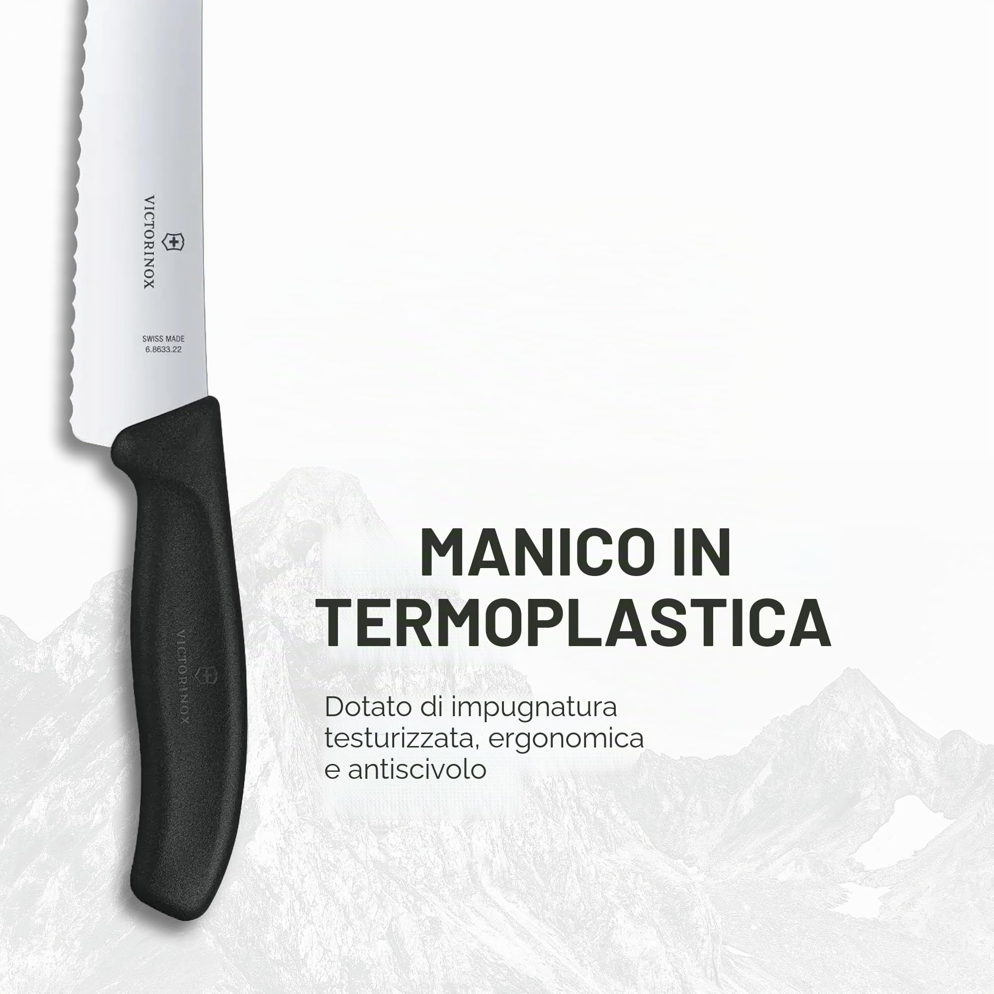 Victorinox Swiss Classic, coltello da pane con lama seghettata in acciaio inox, in confezione regalo, nero