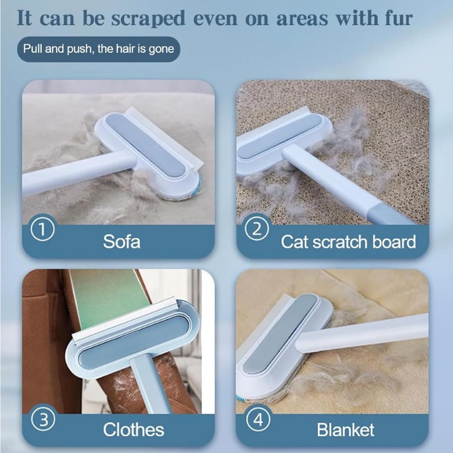 Pet Hair Removal Tool, Washable Reusable Multifunctional Long Handle Removal Brush, 3 in 1 Pet Hair Remover(3Pcs)