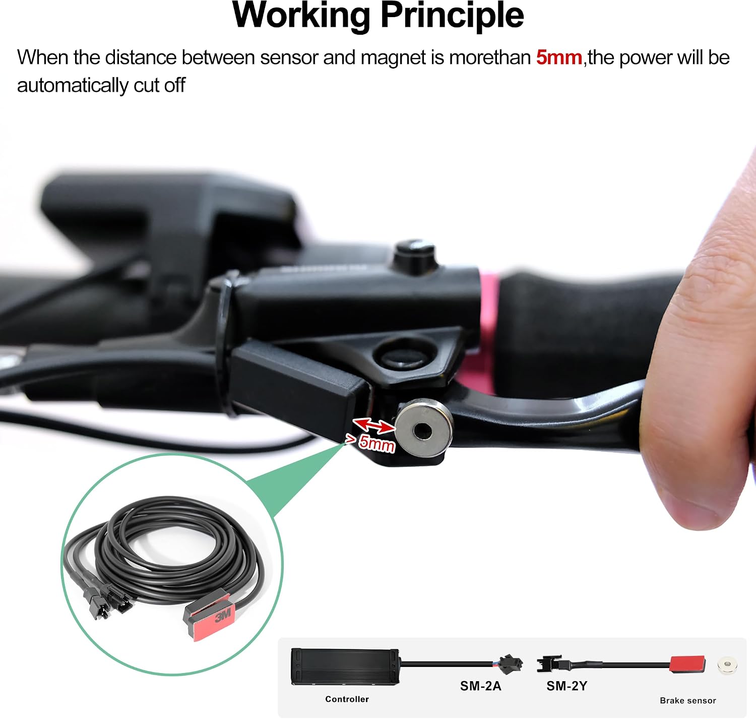 Electric Bicycle DIY Modification kit Accessories, Hydraulic or Mechanical Type Power-Off Brake sensors, Front and Rear Brake sensors Length: 1650MM/64.9inch