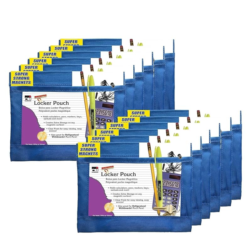 CLI Charles Leonard Magnetic Whiteboard Pouch, 8-inch x 6.75-inch, Blue, Pack of 12 (CHL76390-12)