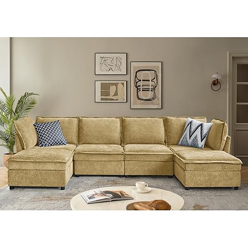 HULALA HOME 127'' Modular Sectional Sofa, Oversized U Shaped Couch