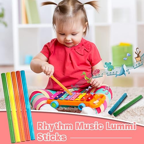 Miniatura 7 de Juego de 30 palos lummi de música rítmica, 5 colores, instrumentos musicales de madera para niños pequeños, regalo para niñas, niños, aula, jugar,