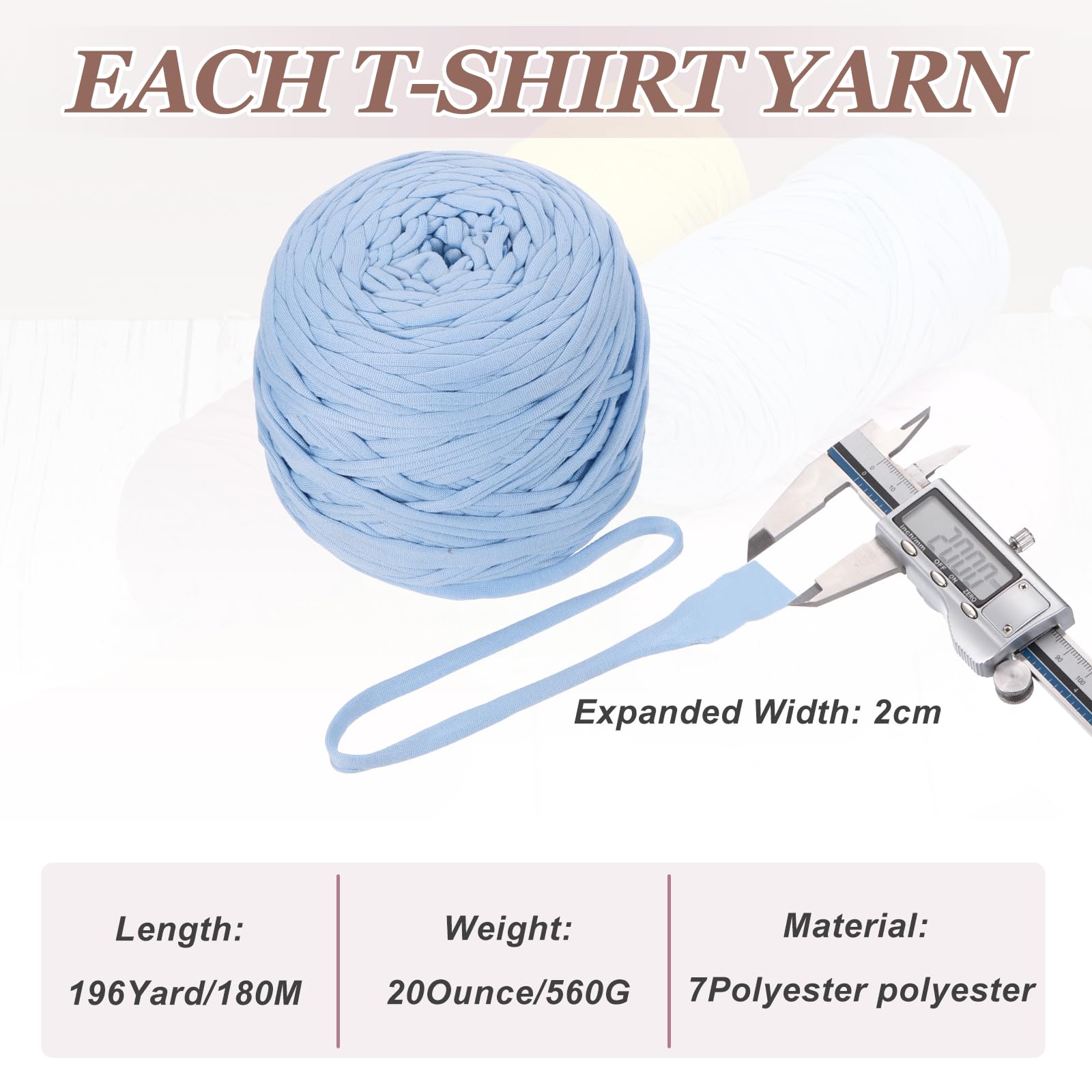 PATIKIL T-Shirt Yarn for Crocheting with 1 Crochet Hook - Image 2
