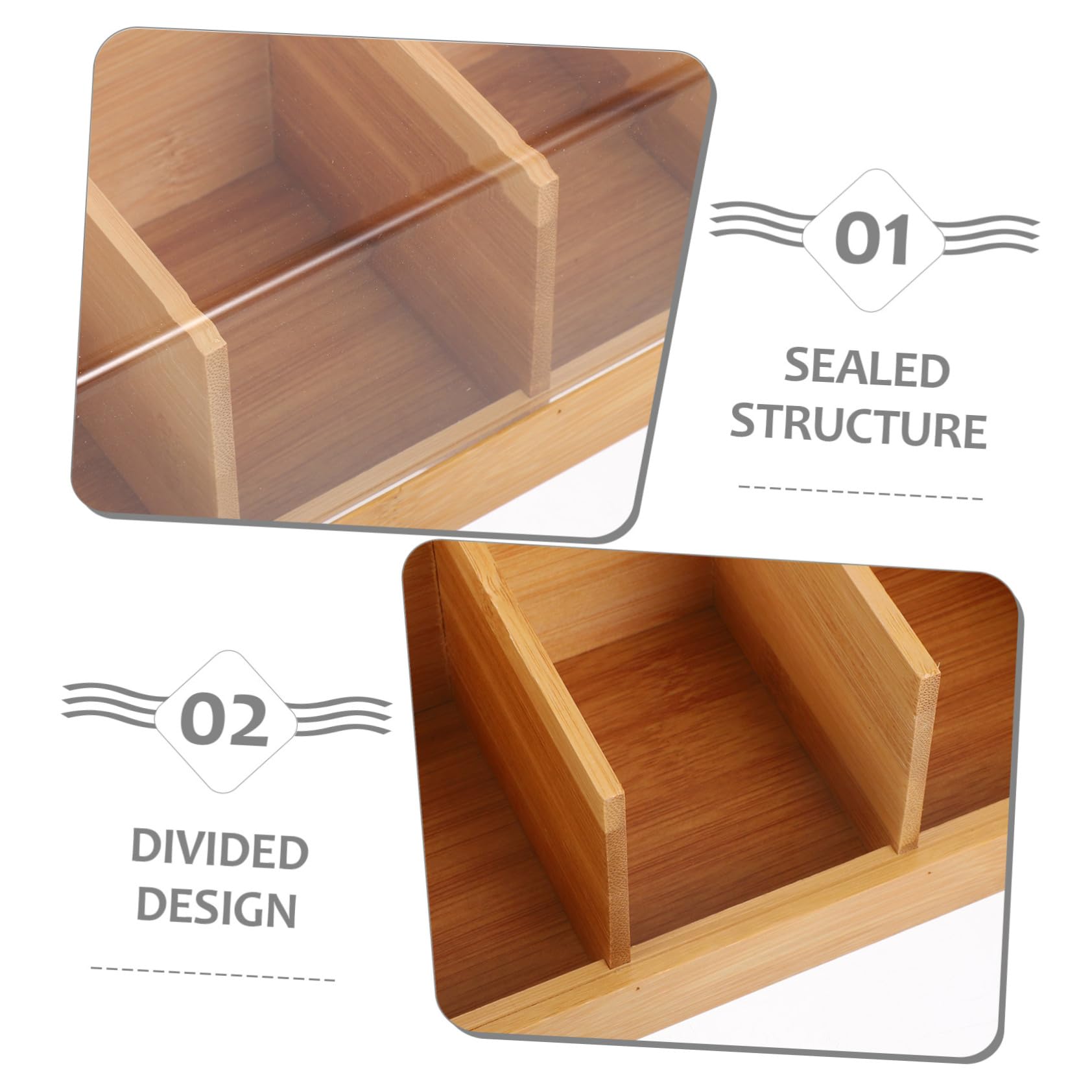 INOOMP Caja para Guardar Té Tapa Organizador de Bolsitas de Té de Compartimentos para Cocina Almacenaje y Especias