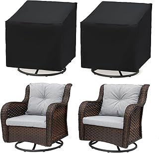 Patio Chair Covers 2 Pack, Outdoor Chair Covers Waterproof 600D Heavy Duty, All-Weather Patio Furniture Covers for Outdoor Swivel Chairs, Lawn Wicker Sofas & Rocking Chairs, Black - Buy now