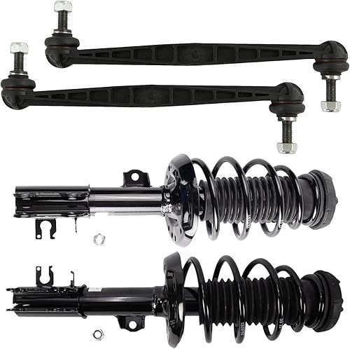 Miniatura 1151 de TRQ Kit de suspensión delantera, conjunto de amortiguadores y resortes, barra estabilizadora, enlace estabilizador compatible con Chevrolet