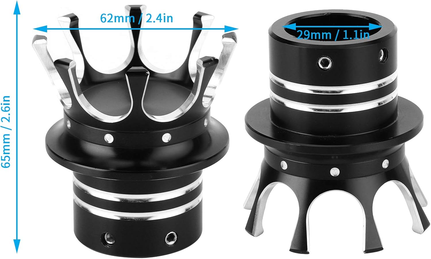 Front Axle Cap, Front Axle Nut Cover Cap, Crown Styling CNC Aluminum Alloy Prevent Leakage Standardized Designed Axle Nut Covers, for Motorbike Modification(black and white)