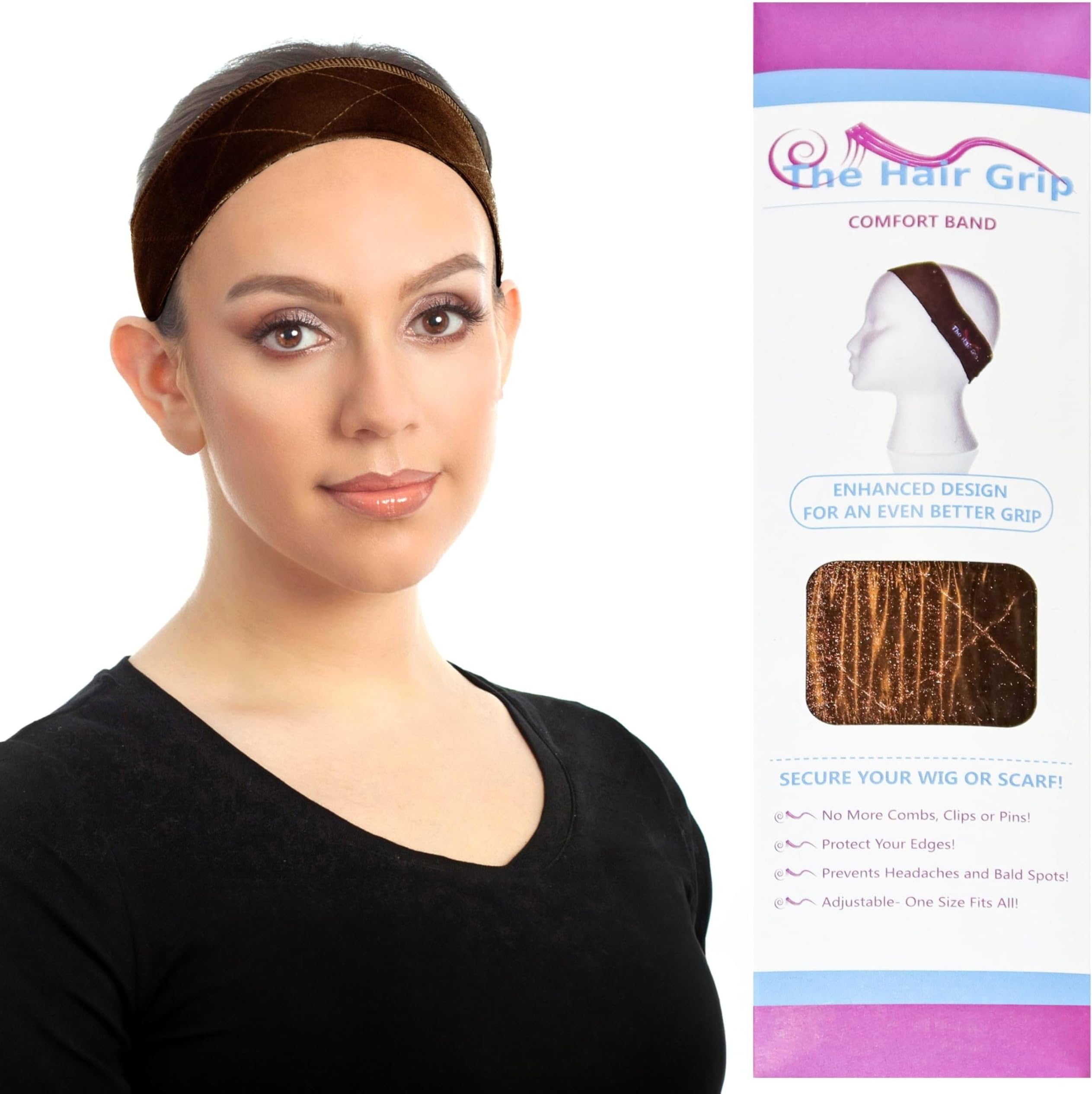 Wig Headband For Synthetic Hair, Wigs Hair Accessory by The Hair Grip - Brown