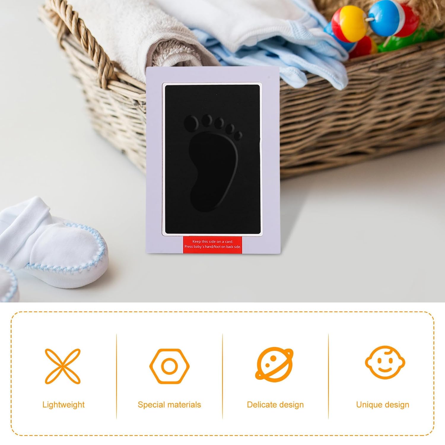 Inkless Handprint and Footprint Kit for Babies and Pets Black Clean-Touch Ink Pad, Resistant to Deformation, Paper Frame and Special Film Material, for Keepsakes and Pet Stores