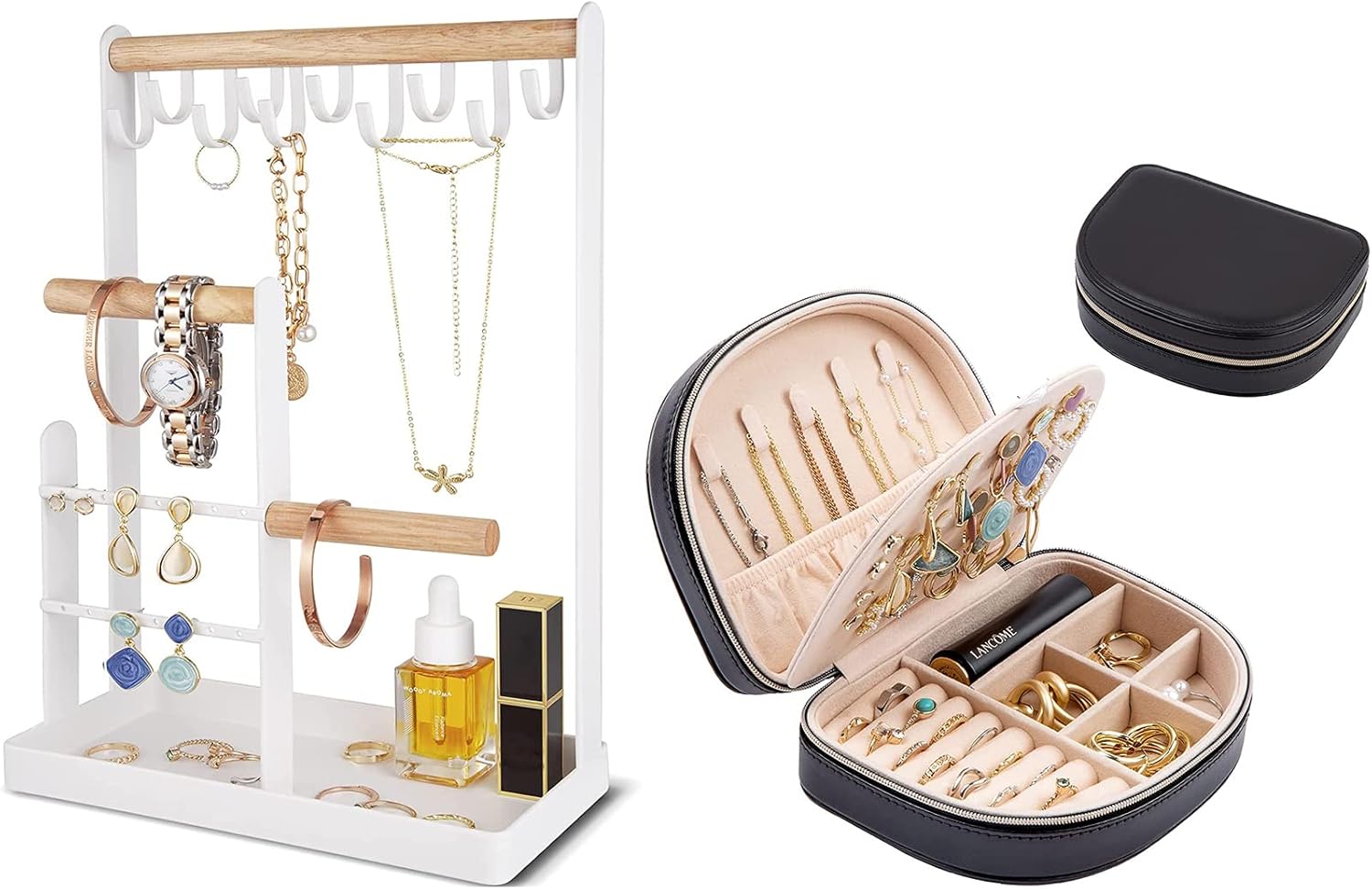 ProCase Jewelry Organizer Stand Bundle with Travel Size Jewelry Box