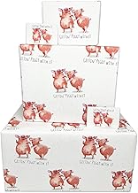 Twizler Happy Birthday Wrapping Paper for Women or Men - Party Pigs - 4 Sheets & 4 Tags - 70cm x 50cm Folded Sheets - Funny Gift Wrap