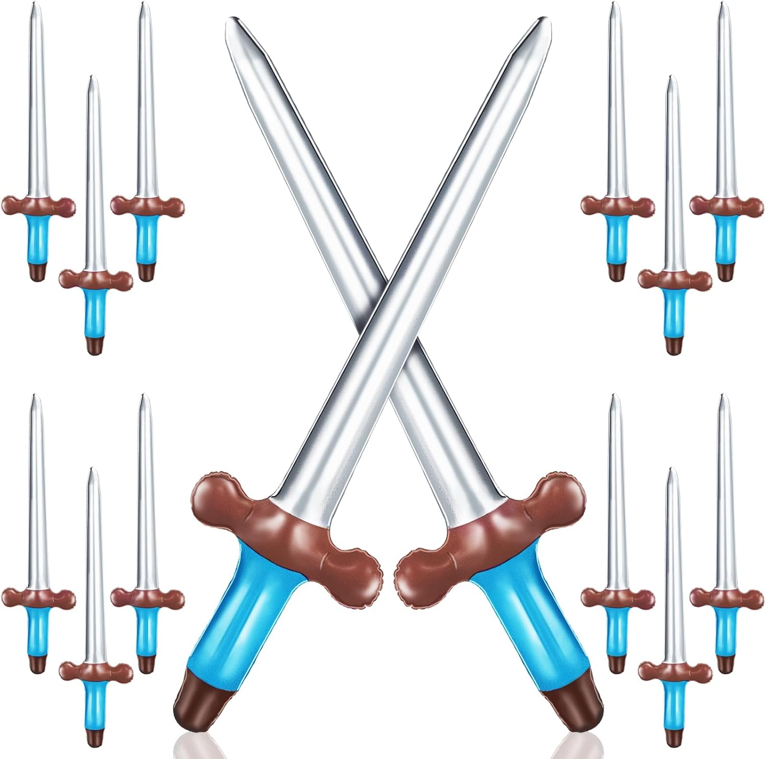 15 Pcs Inflatable Pirate Swords,Inflated Plastic Blow Up Sword Toy,Theme Party Birthday Swimming Pool Party Supplies Favors,Halloween Pirate Costume Accessories Stage Props