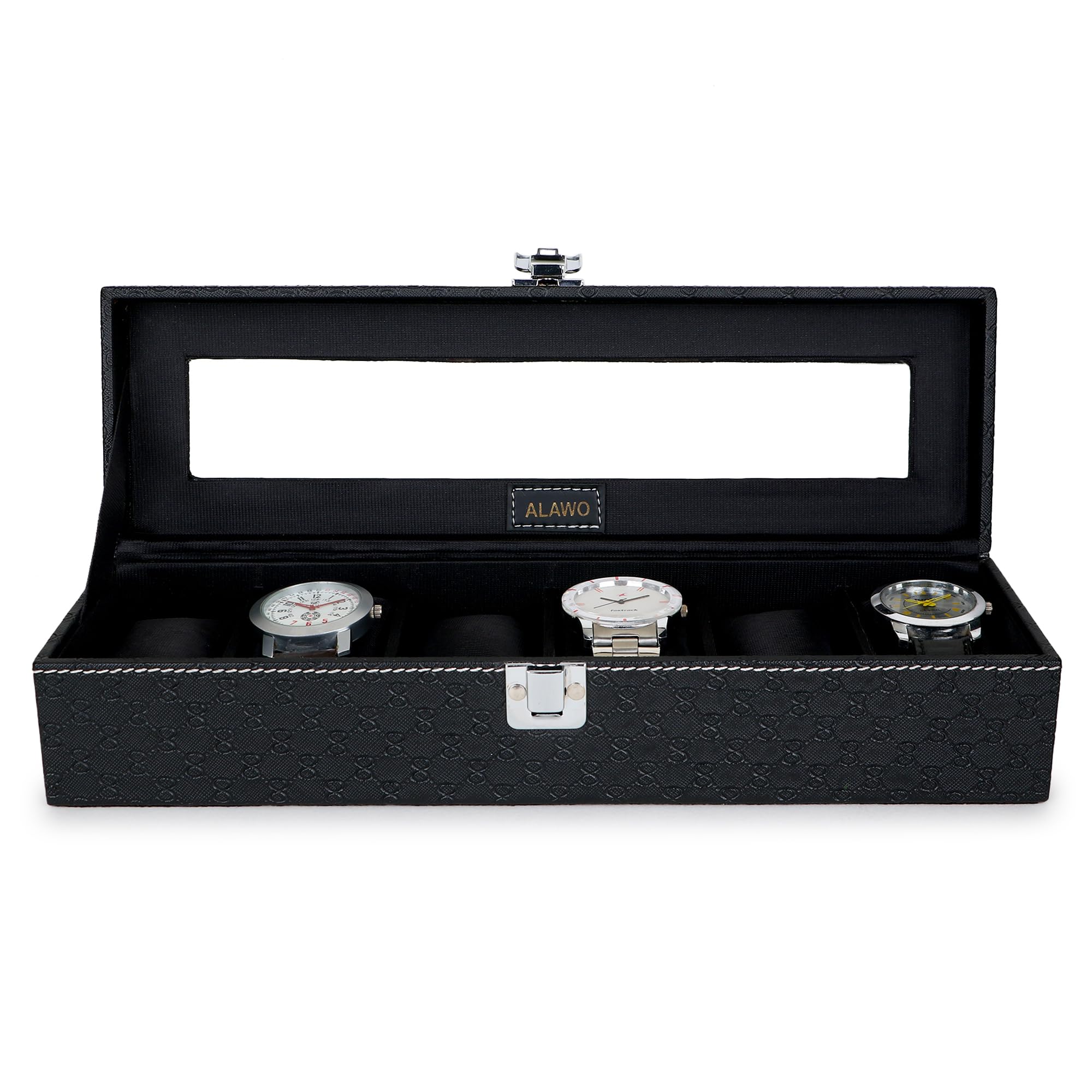 ALAWO Watch Box Organizer Holder Case with 6 slots of Watches in Transparent Display with Black & Cherry Color in PU Leather (B0CTHWG82H) Amazon Price History, Amazon Price Tracker