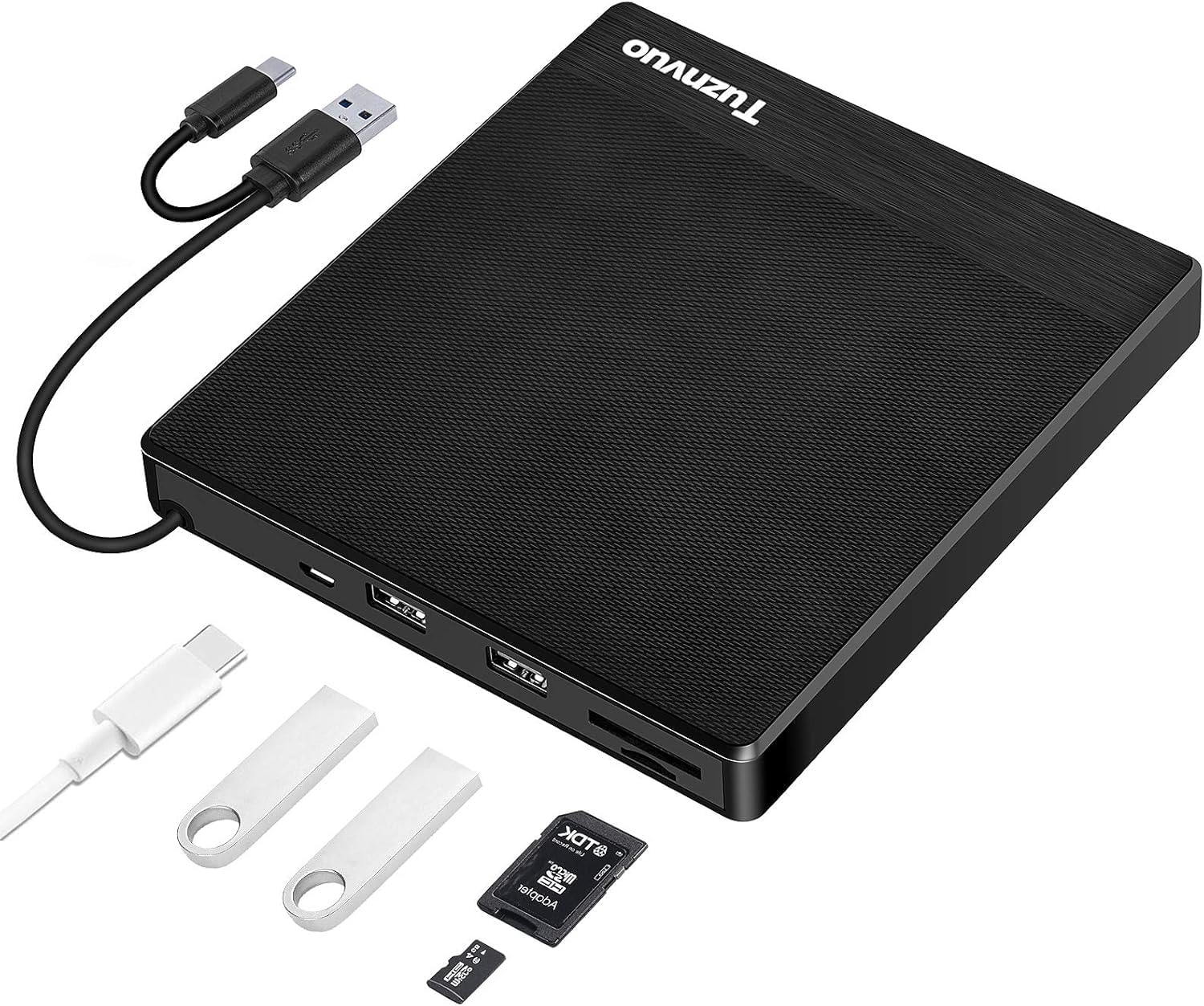 External CD/DVD Drive for Laptop, USB 3.0 & USB C CD Burner/Reader, Plug & Play Compatible with Windows 11/10/Mac OS/Linux, DVD Player for Laptop, PC MacBook