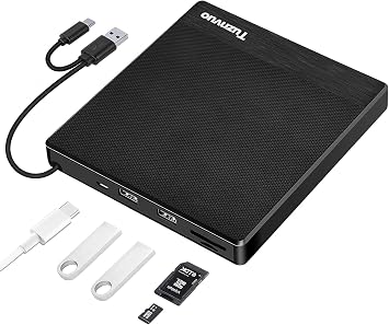 محرك أقراص مضغوطة/أقراص DVD خارجي للكمبيوتر المحمول، USB 3.0 وUSB C CD Burner/Reader، التوصيل والتشغيل متوافق مع Windows 11/10/Mac OS/Linux، مشغل DVD للكمبيوتر المحمول، PC MacBook