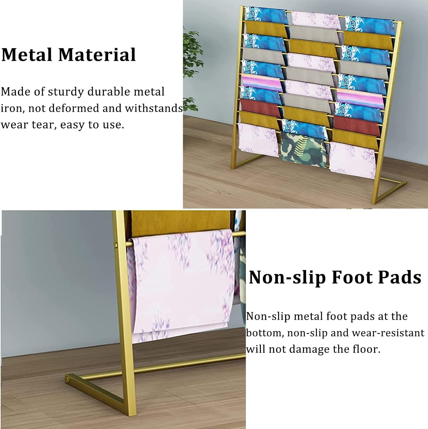 Scarf Stand Holder for Ribbon,Flower Wrapping Paper,Silk Scarf,Shawl,Pants,10 Layer Metal Storage Organizers for Clothing Store/Family