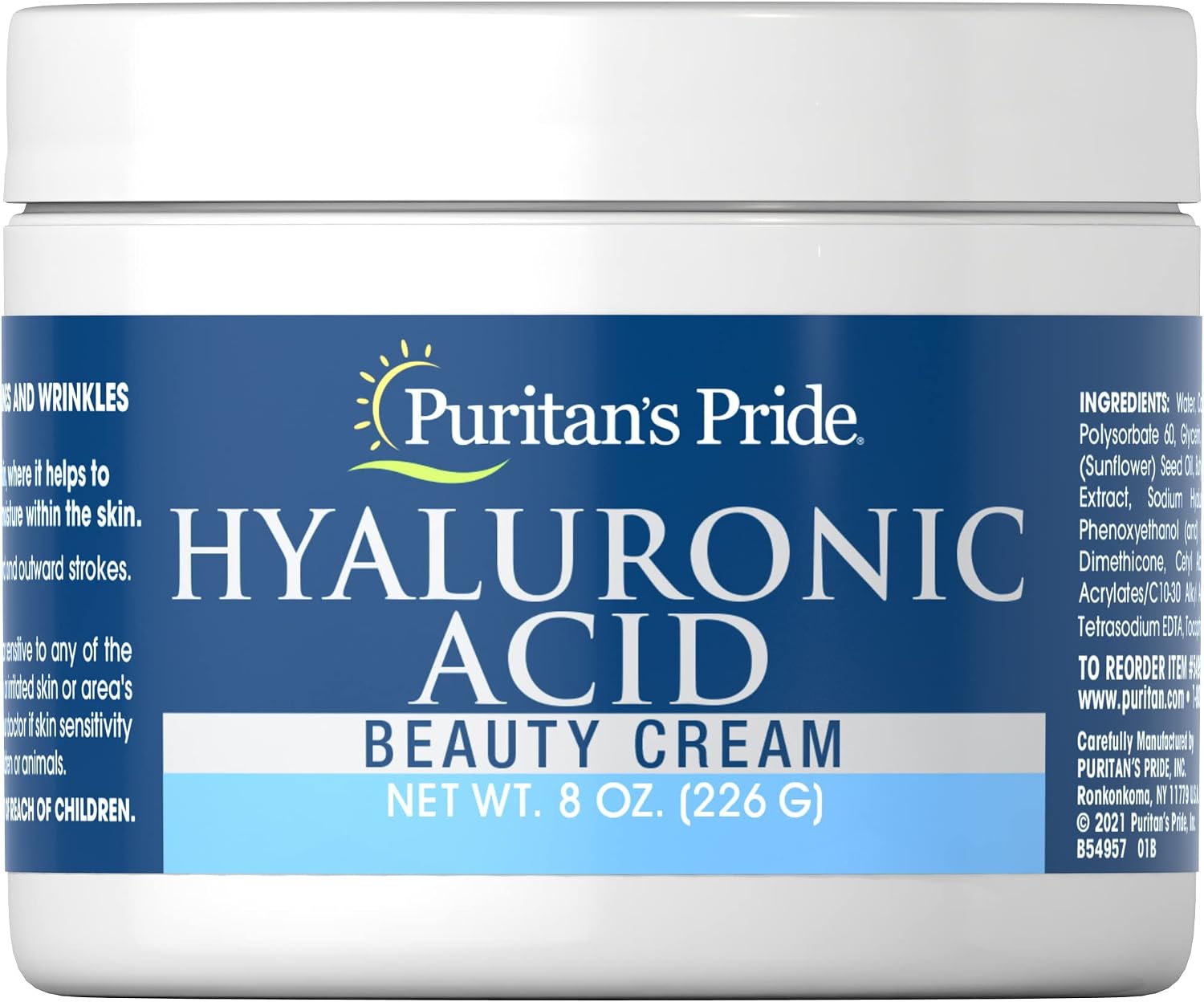 Puritan's Pride Hyaluronic Acid Cream-8 oz Cream