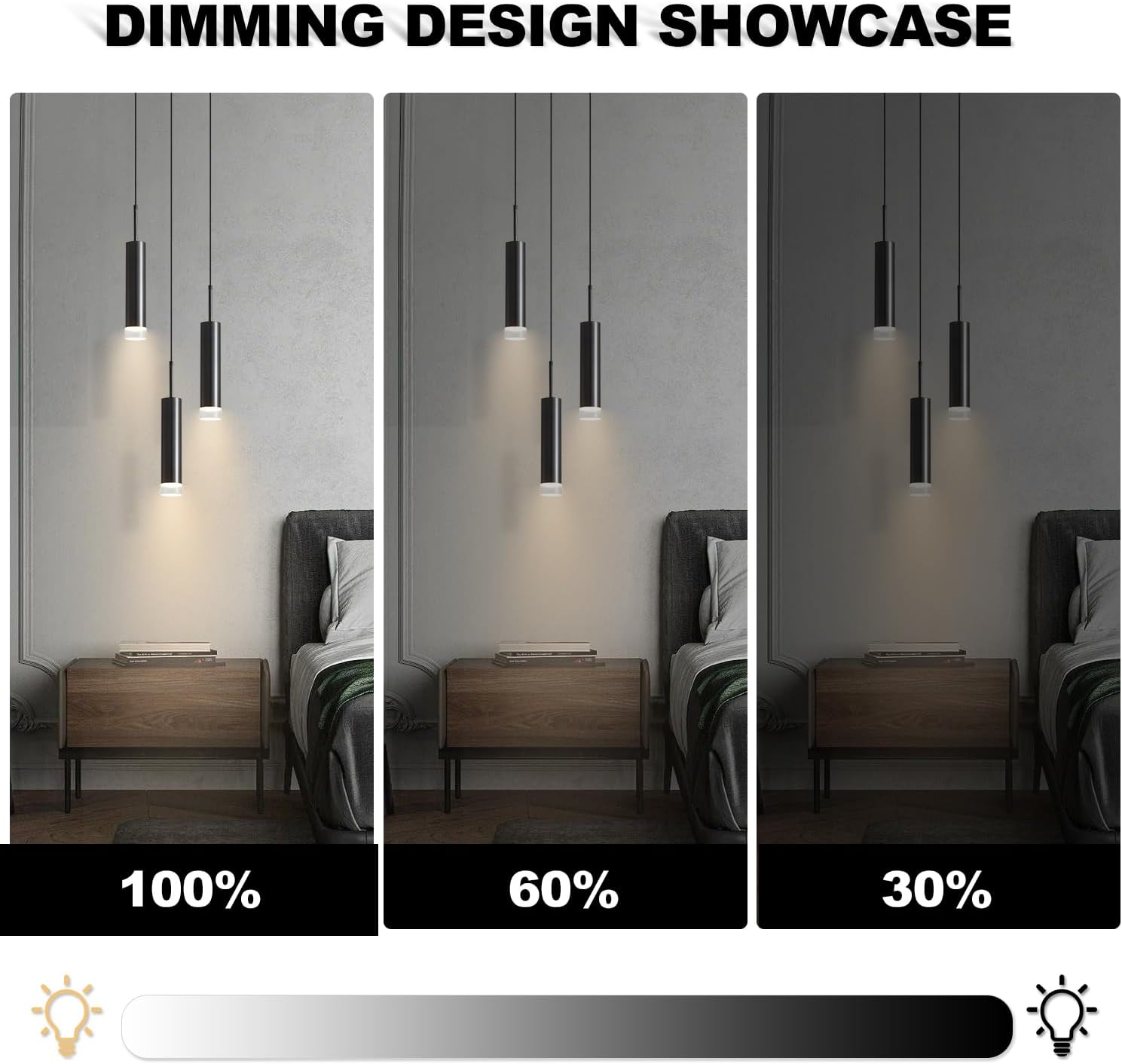3-Light Black LED Pendant Light Modern Kitchen Island Light Fixture Adjustable Hanging Light Fixtures Contemporary Modern Mini Pendant Lights for Dining Room Kitchen Bathroom Hallway (3 Light)