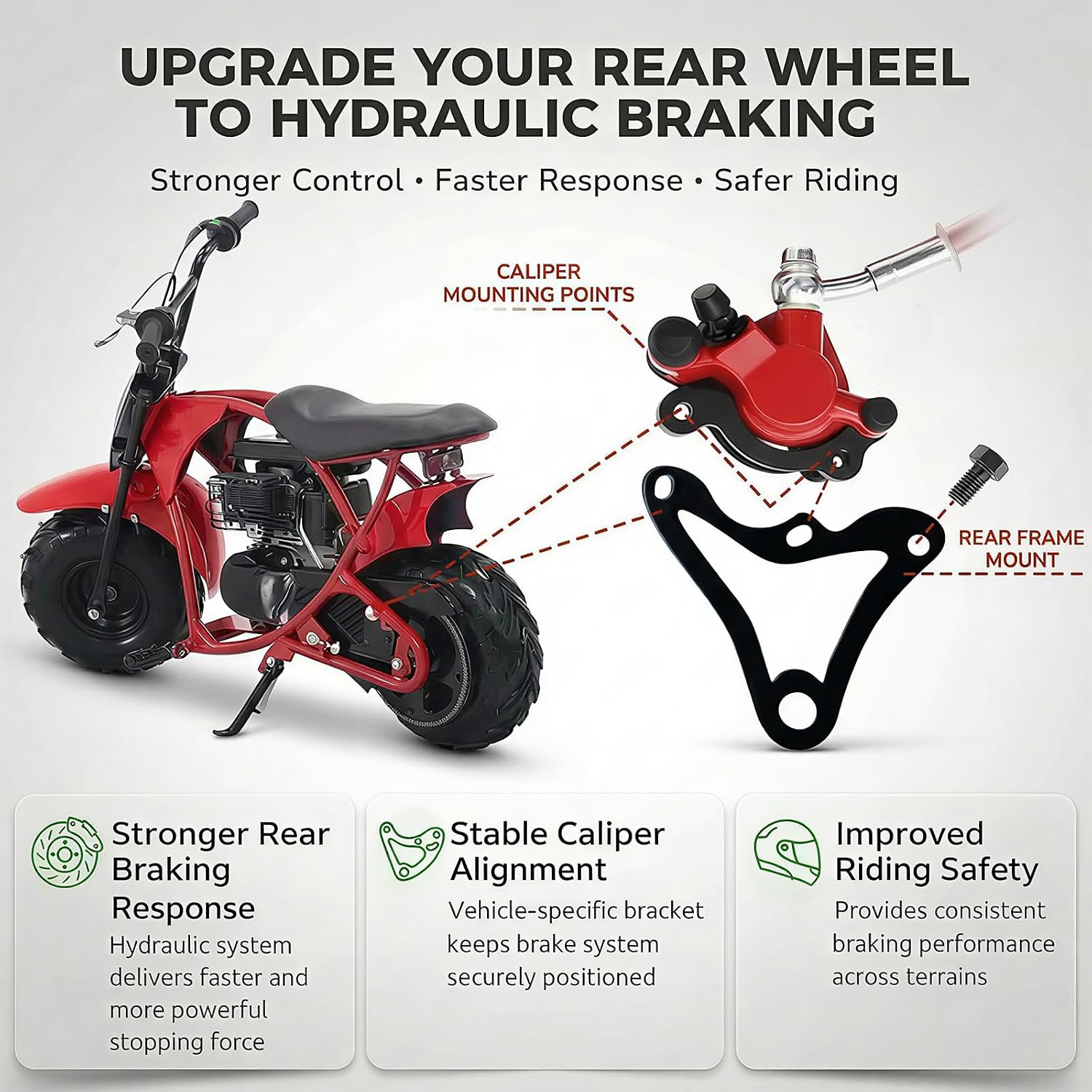 Mini Bike Hydraulic Brake Caliper Bracket kit for Coleman B100 FRP GMB100 Mega Moto MMB80 80cc,For Coleman RB100 RT100 Mini Bike