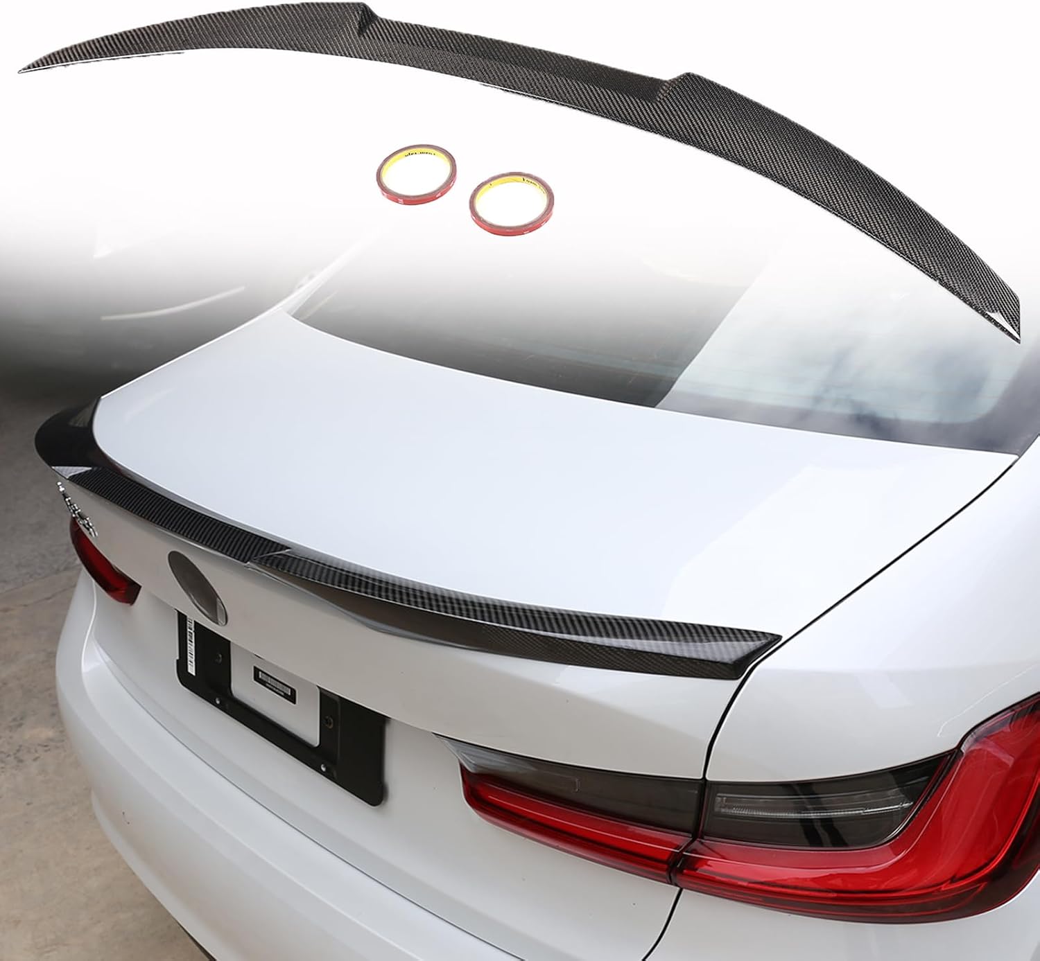 Car Rear Trunk Spoiler Wing Compatible with BMW 3 Series G20 2020-2024.Dry Carbon Fiber Rear Trunk Lip Rear Trunk Spoiler Tail Wing Splitter Exterior Accessories 1PCS (Black Carbon)