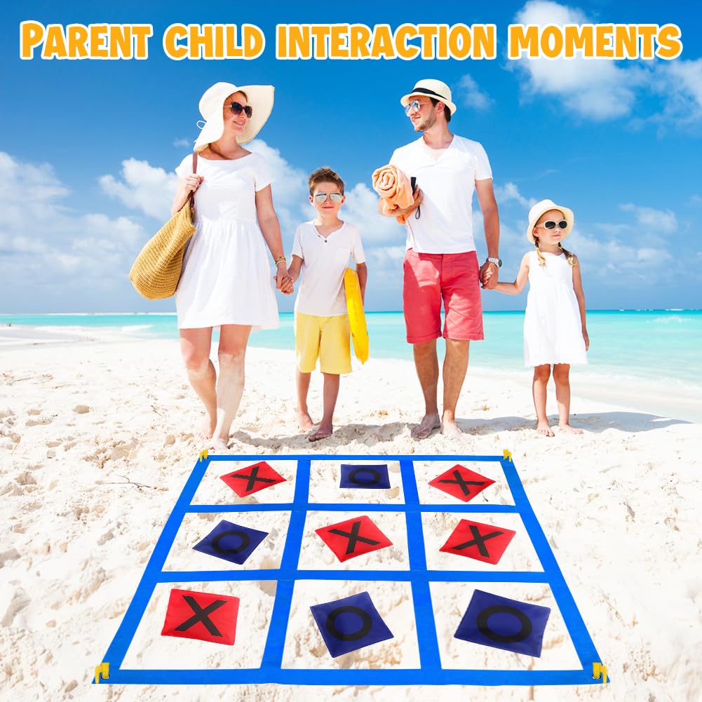 Enorme Tic Tac Toe, juegos de lanzamiento de puf para niños y adultos, juego de juego al aire libre, jardín, playa, camping, fiesta familiar, fiesta en el jardín, cumpleaños infantil