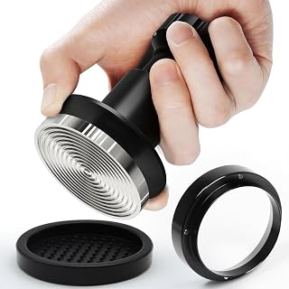 Espresso Tamper Kit, 51mm Spring-Loaded Calibrated Coffee Tamper with Click Feedback, Self-Leveling Ripple Base, Espresso Press Tool Compatible with 51mm Espresso Machines Portafilter, Black