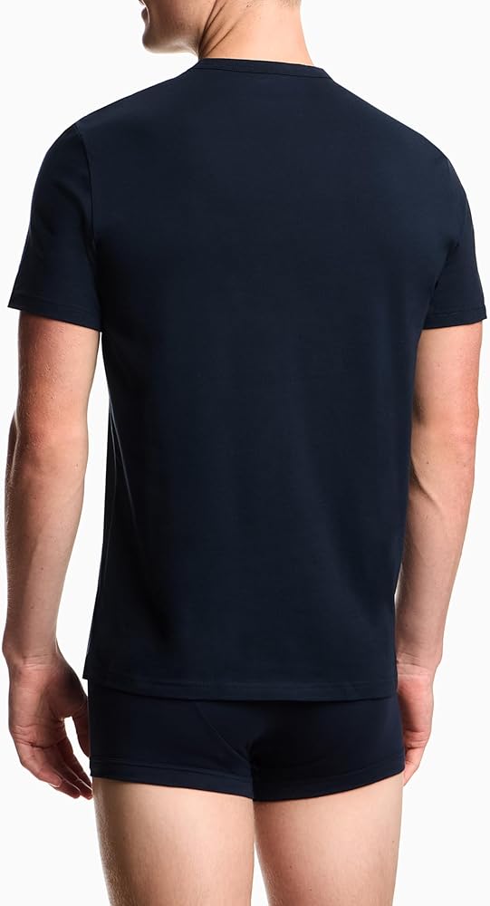 Emporio Armani Men's 2 Pack Regular V-Neck Shirt, Armani Blue