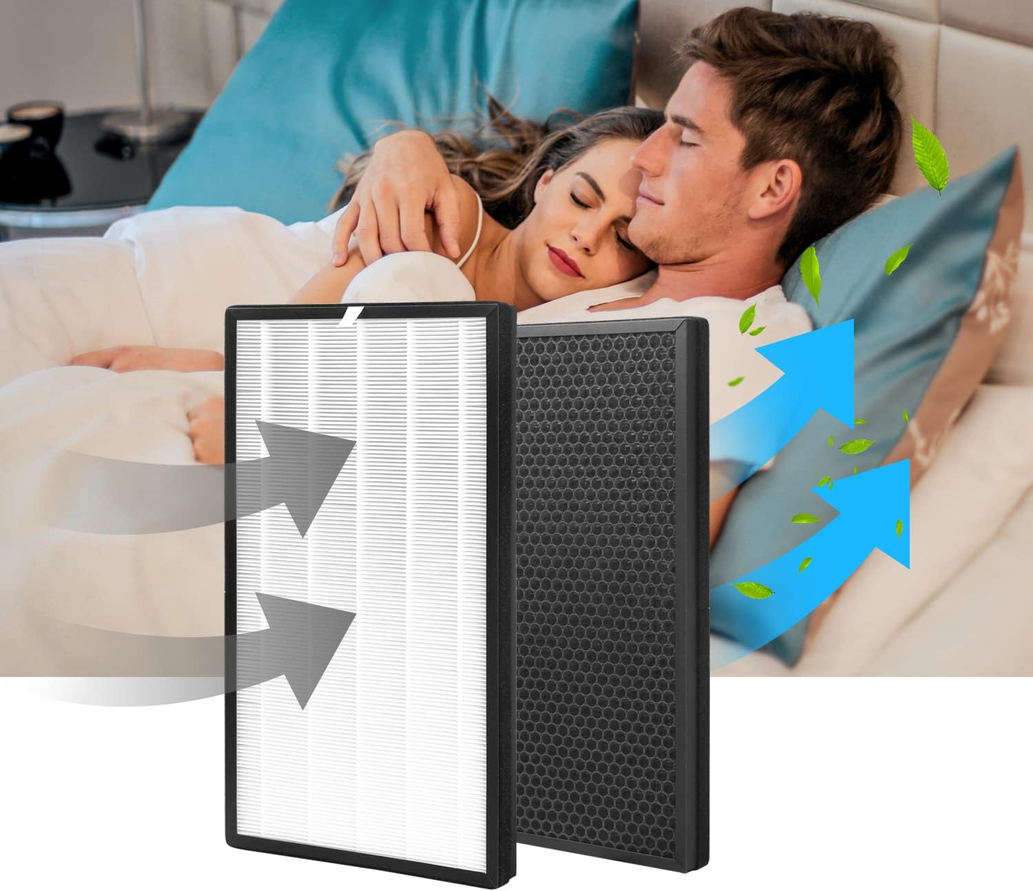 Replacement Filter For HSP003 Dual Filtration Air Cleaner Purifier,2-in-1 Filter Includes Main Filters & Activated Carbon Filters,Pack-of-2