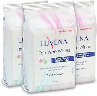Feminine Wipes for Women - pH Balanced Feminine Care Wipes - Dermatologist Tested - Hypoallergenic, Paraben Free - Odor Control - Soft Cleansing Cloths - Cucumber Scented (25 Count, 3 Pack)