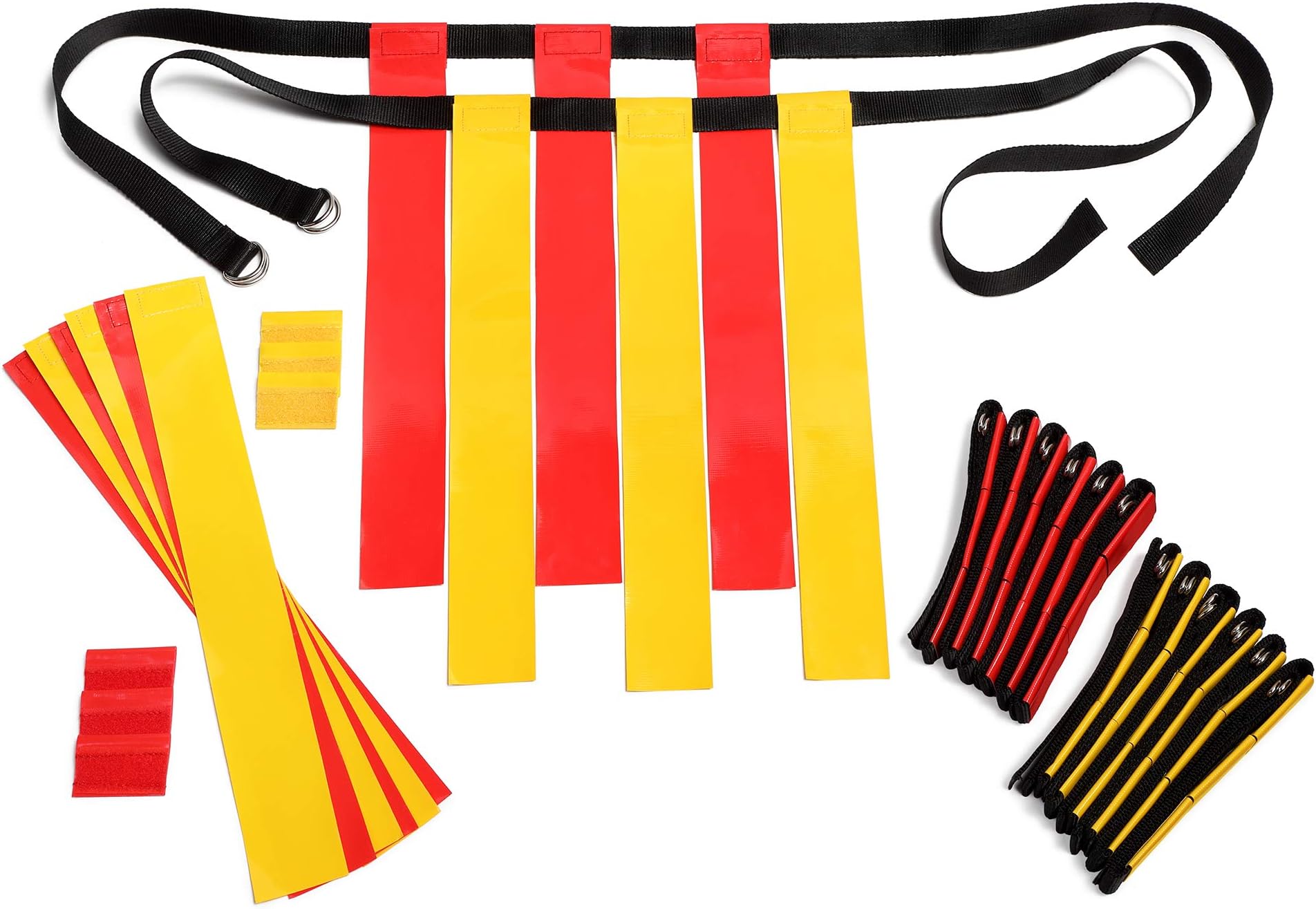 Flag Football Belts Adult - Durable 14 Player Flag Football Set of Belts and Flags Includes 3 Flags Per Belt Plus a Bonus 6 Replacement Flags (62 Piece Kit)