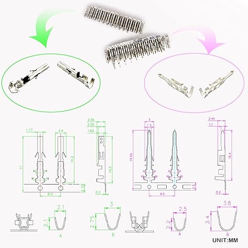 Miniatura 3 de Gikfun Terminal de carcasa de conectores de cable de 0.165 in, 18-24 AWG, 2 x 2 x 4 pines, carcasa de enchufe macho y hembra y 200 piezas de