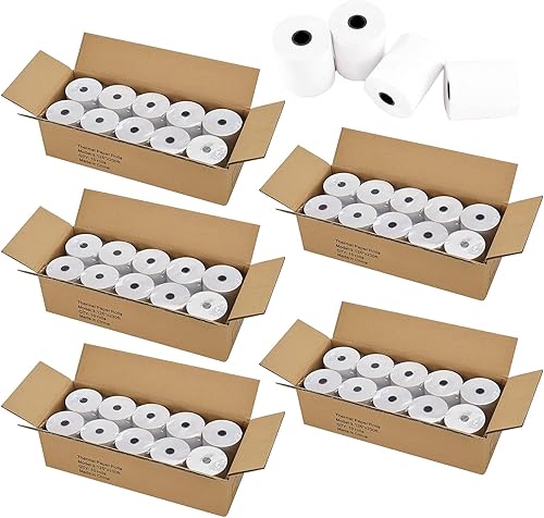 NefLaca - Papel térmico para recibos (50 rollos) de 3 18 x 230 pulgadas, 50 rollos de papel de recibo para impresora de recibos Epson, registro de
