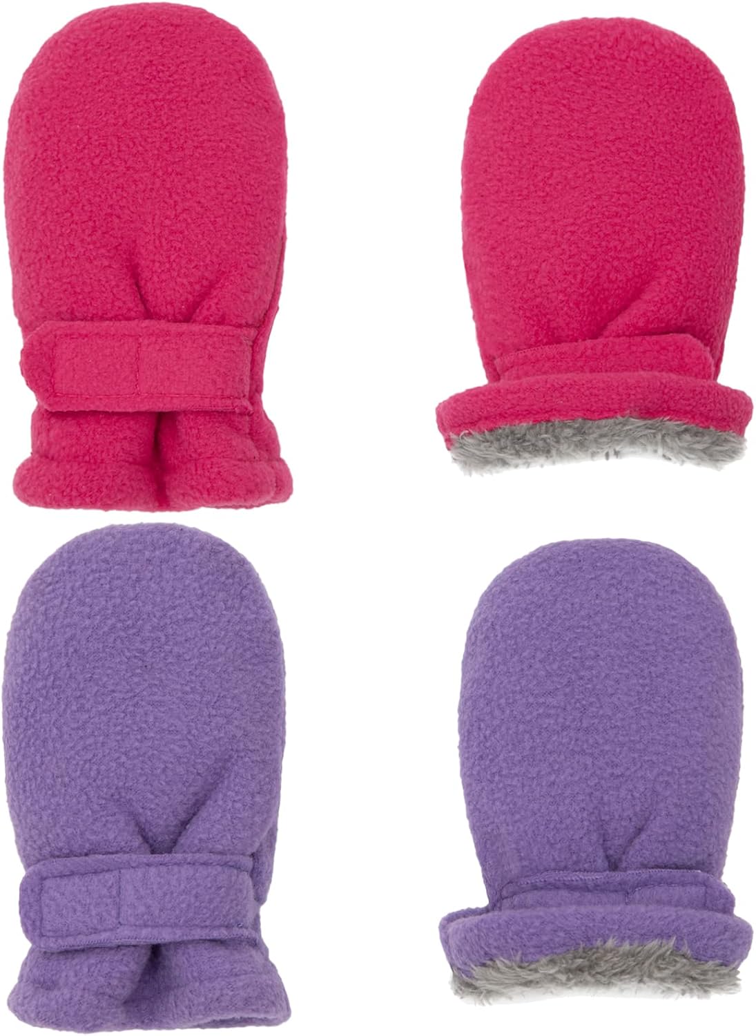 Toddler Baby Boy Girls Winter Warm Mittens - Kids Easy-On Sherpa Fleece Lined Snow Infant Gloves 2 Pairs