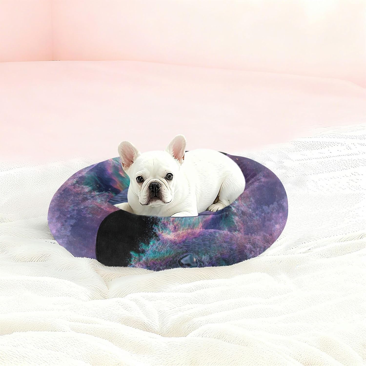 Galaxy Bird Purple Pet Cat Beds Relieve Stress Dog Pillow Bed for Medium Size Pets Supplies M