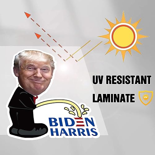 Miniatura 5 de Calcomanías y calcomanías de Trump (paquete de 2), calcomanías de parachoques de Trump orinando en Biden Harris, calcomanías de vinilo divertidas de