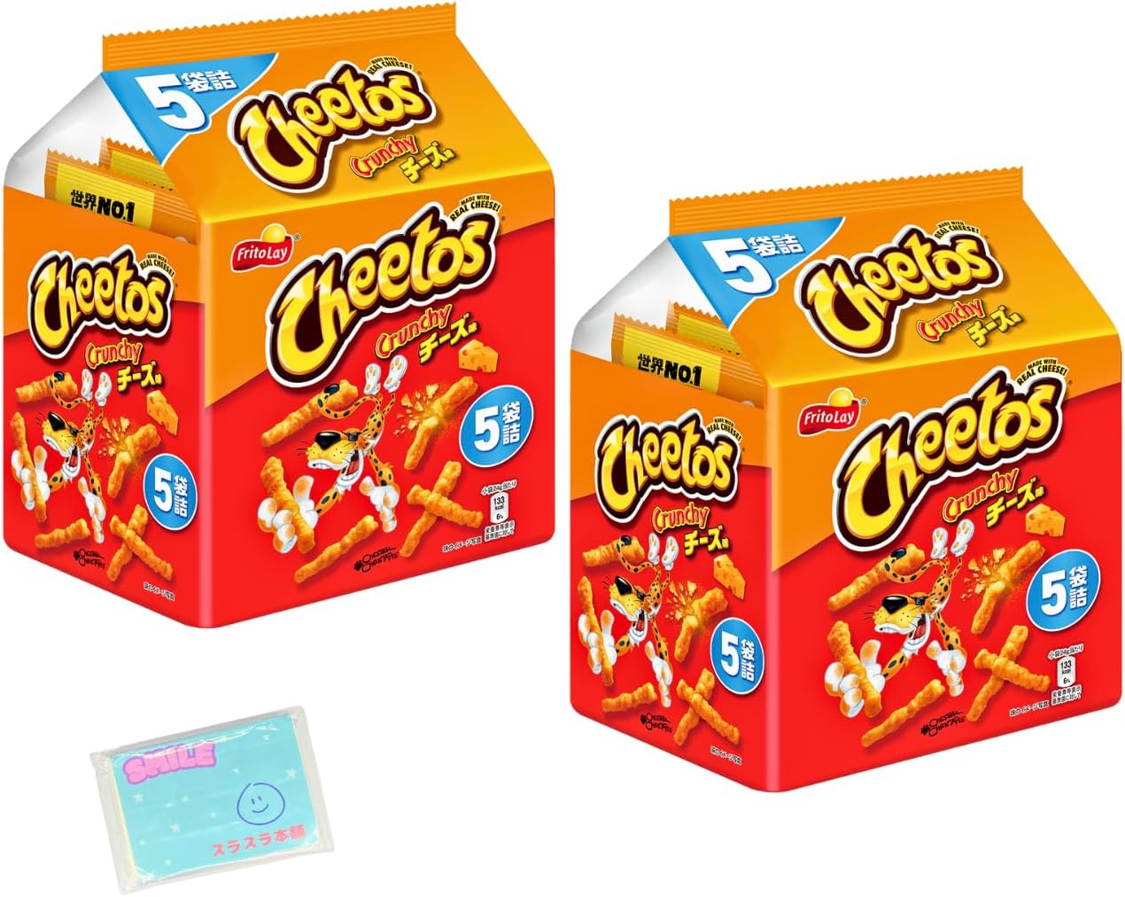 Monolog Style Japan Fritray Cheetos, Cheese Flavor, Set of 5 Bags x 2 Bags ★ Surasura Honpo Original Pocket Tissue Included ★
