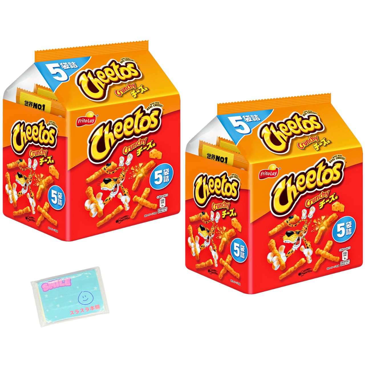 Monolog Style Japan Fritray Cheetos, Cheese Flavor, Set of 5 Bags x 2 Bags ★ Surasura Honpo Original Pocket Tissue Included ★