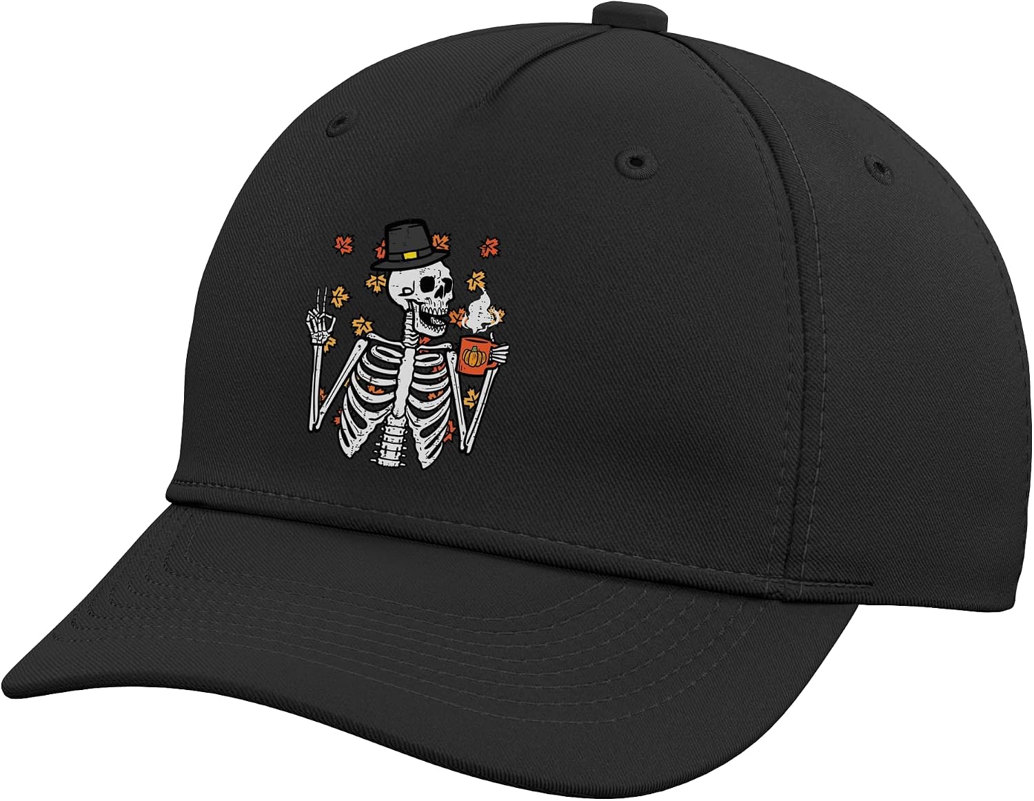 Thanksgiving Skeleton Peace Coffee Funny Fall Men Women Kids Adjustable Baseball Hat
