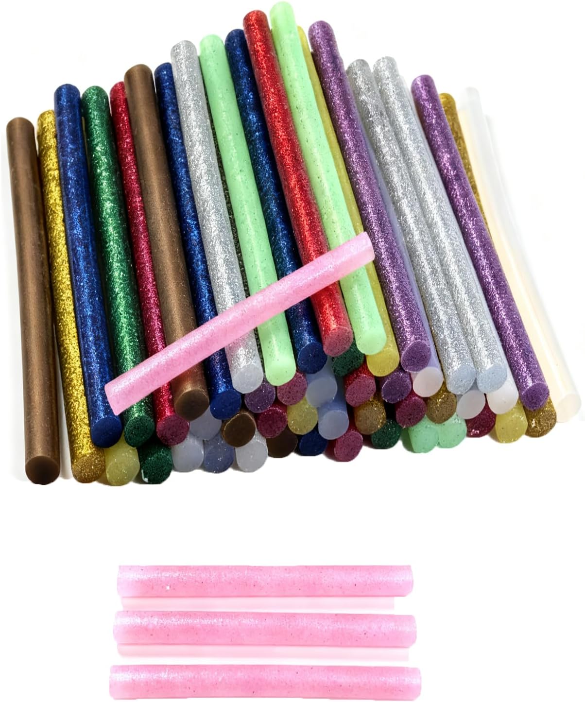 52 Pack Mini Glitter Color Hot Glue Sticks 13 Colored, 3.94" Long x 0.28" Diameter Hot Glue Sticks, Multipurpose for Cards, Sealing, Decoration,Art,DIY