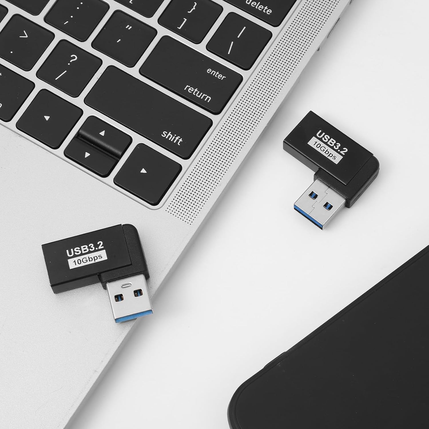 USB 90 Degree Adapter 2 PCS 90 Degree Left and Right Angle, USB 3.0 Male to Female Expansion Adapter-USB Right Angle Adapter for PC, Laptop, Type A Charger, Power Bank and More (Black)