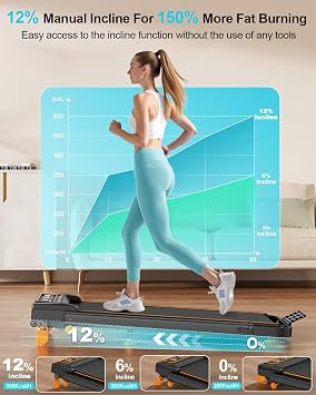 Walking Pad with 12% Incline/Adjustable Height, Upgraded 3.5HP Walking Pad with Handle Bar, 4 in 1 Foldable Under Desk Treadmill, Electric Portable Treadmills for Home 350LBS, LED Display