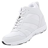 CALTO Men's Invisible Height Increasing Elevator Shoes - Glacier White Leather/Mesh Lace-up Sporty Trainers - 4 Inches Taller - G3329 - Size 8 D(M) US