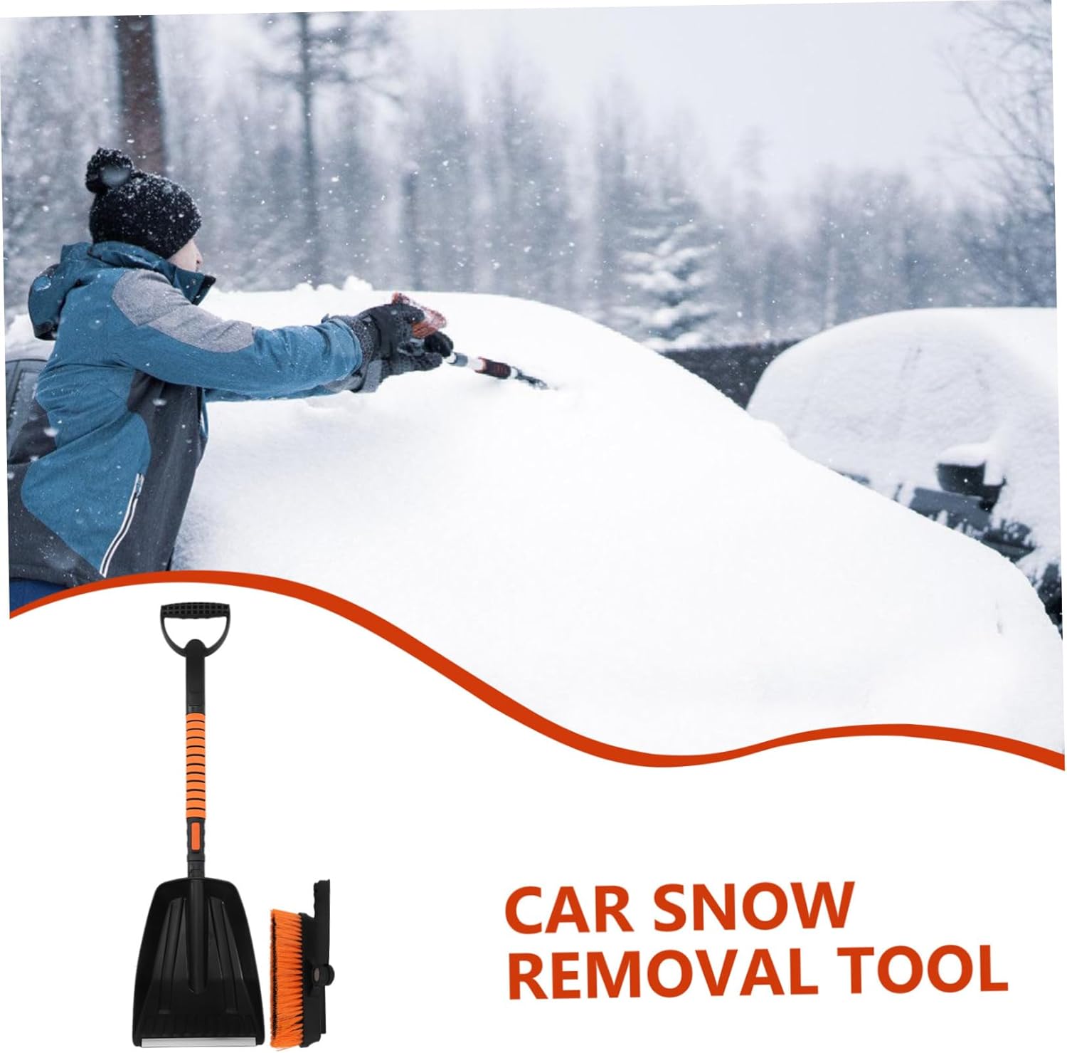 Extendable Car Snow Removal Tool Ice Scraper and Brush Winter Essentials for Cars Trucks SUVs Efficient Snow Cleaning and Ice Scraping