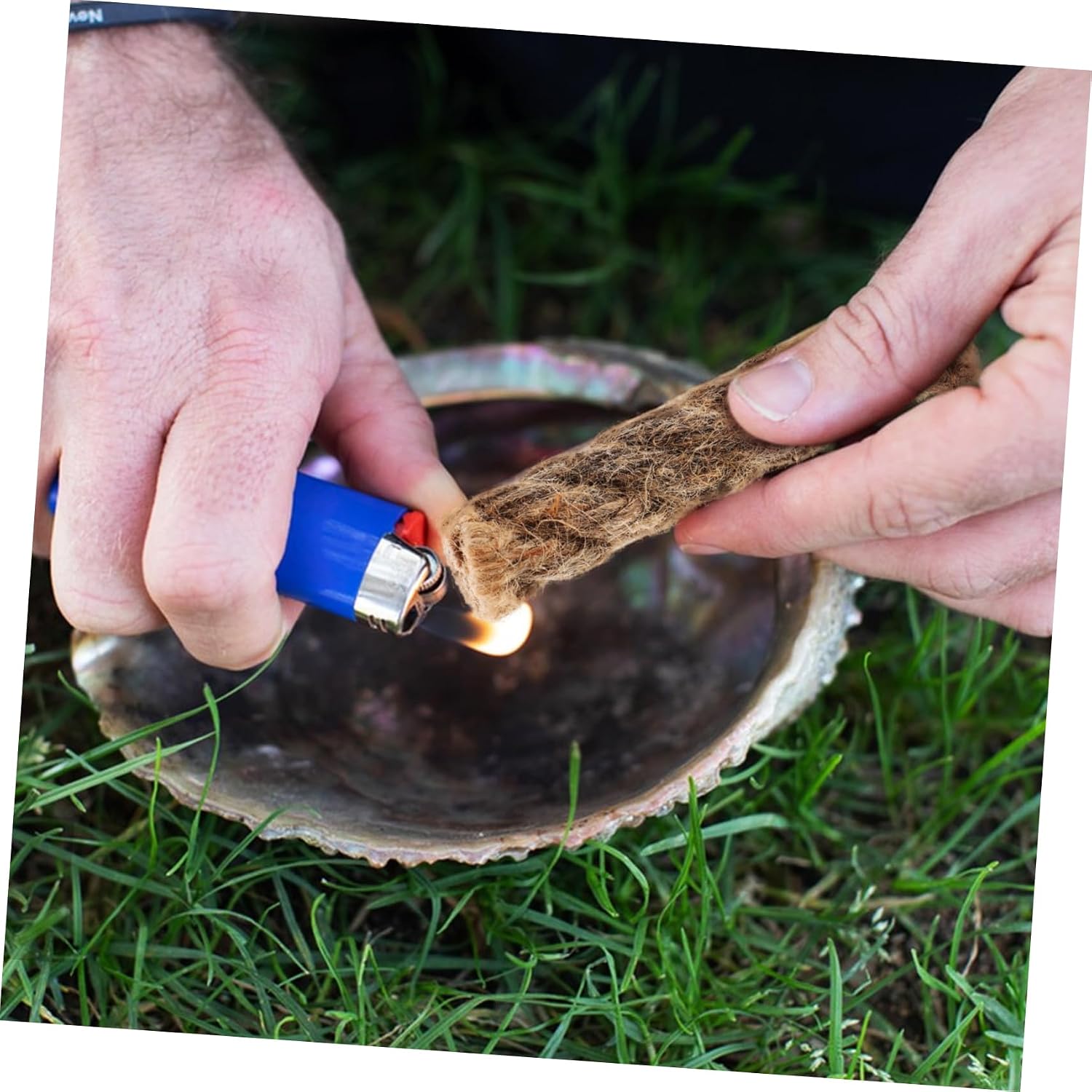Outdoor Fire Starter: Jute Camping Rope Fire Lanyard Emergency Kit Carabiner Bottle Opener