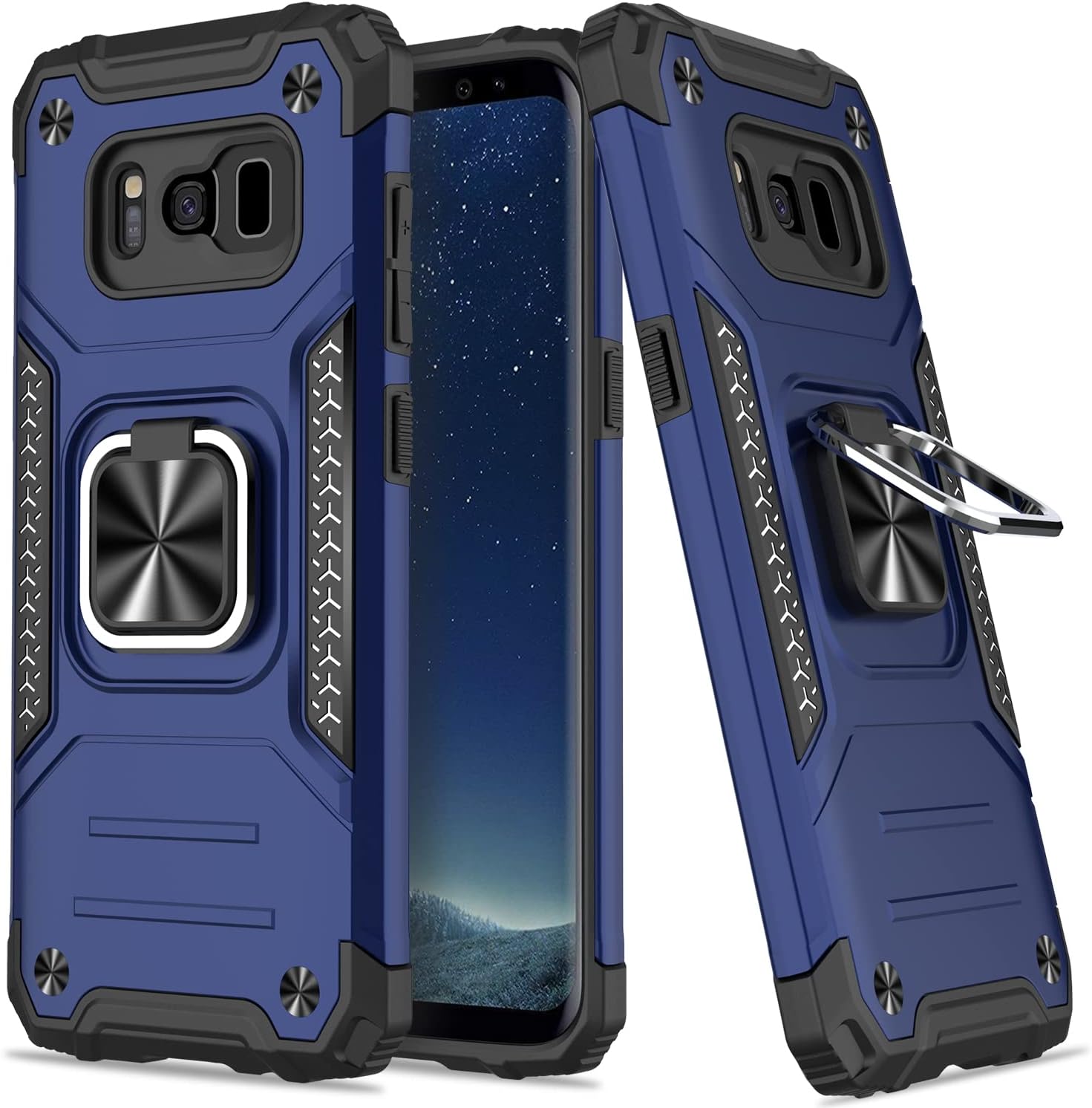AUPAI Galaxy S8 Case,Samsung S8 Cover Heavy Duty Hard PC and Soft TPU Full-Body Protective Phone Case with Magnetic Kickstand for Samsung Galaxy S8,Blue