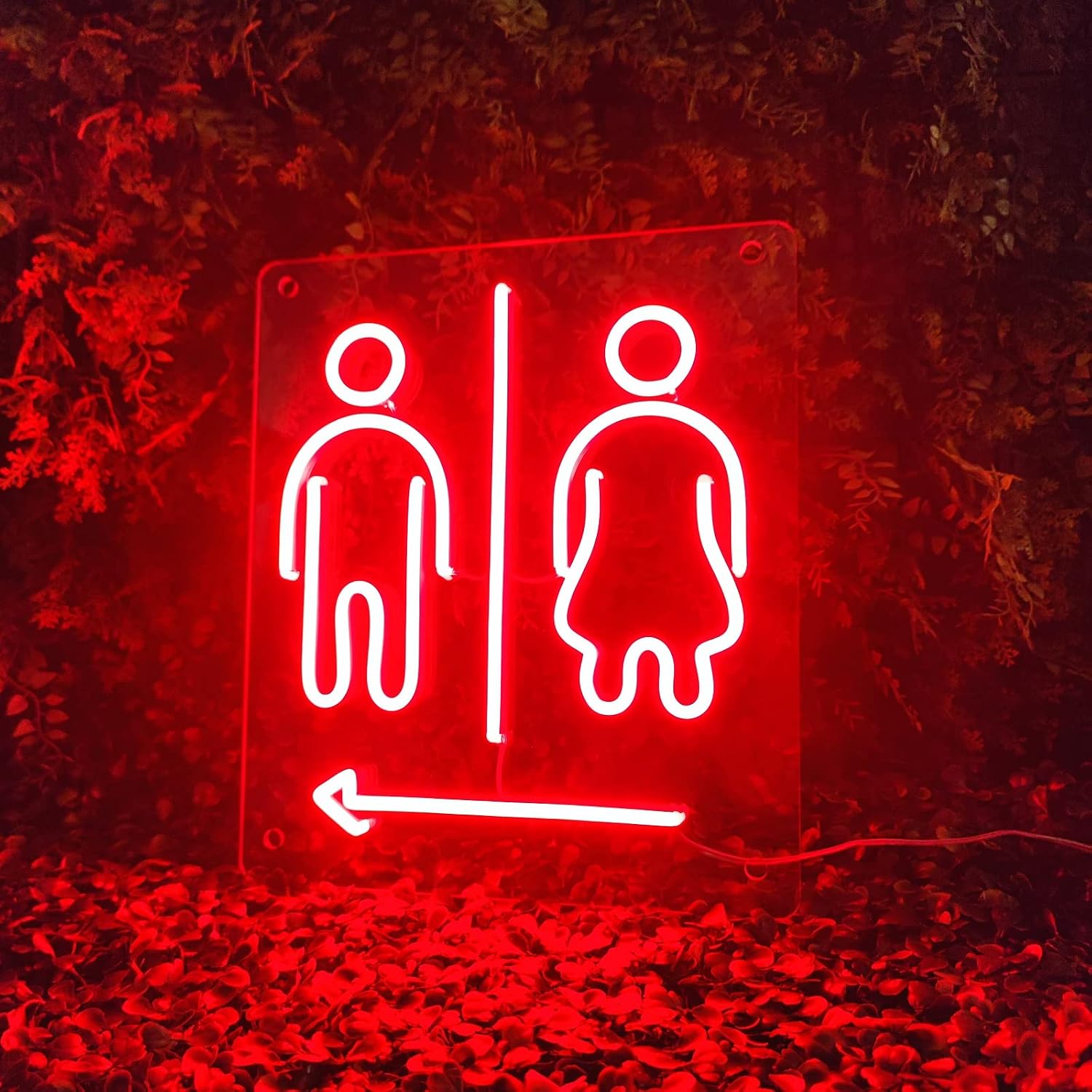 Men Women Toilet Restroom WC Dual Color LED Neon Sign Red, 15 * 17.3 inches