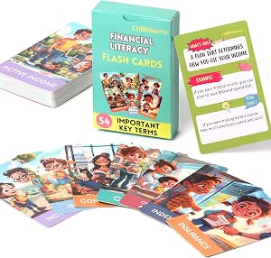 Financial Literacy Flash Cards for Kids, 54-Card Educational Set