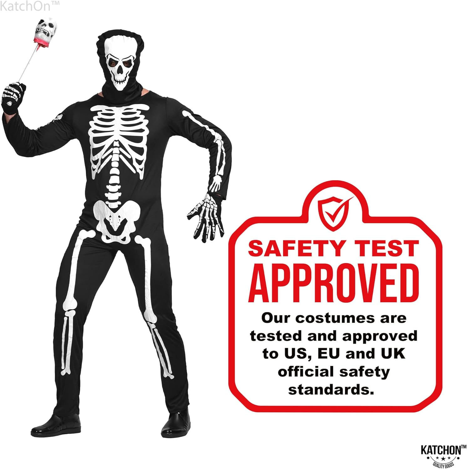 Vista 8 de KatchOn, Halloween Costume for Men - Skeleton Outfit Men Halloween Skeleton Mens Costume Skeleton Costume with Hood Mask