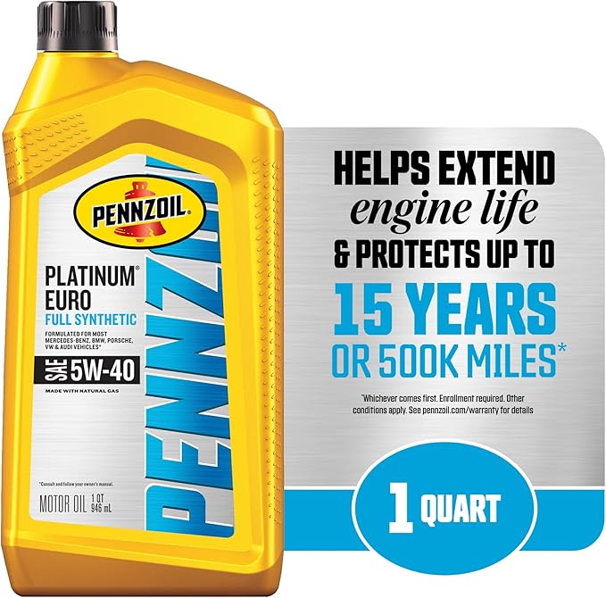 Pennzoil Platinum Euro Sintético 5W-40 Aceite Motor 1 Cuarto (6 Paq) miniatura 3