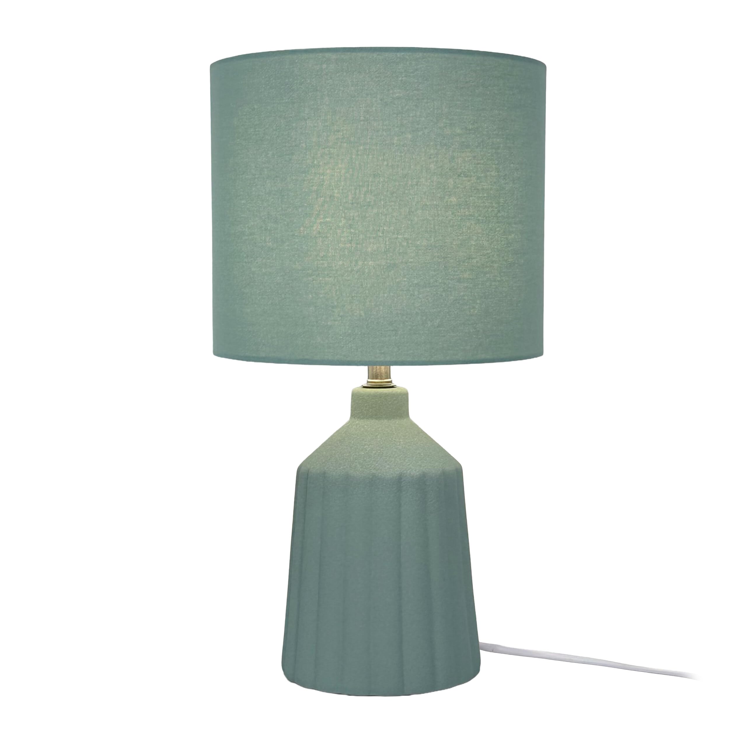 Relaxdays Lampada da Comodino, Base in Ceramica a Coste, Paralume in Tessuto, E14, 42 x 23 cm